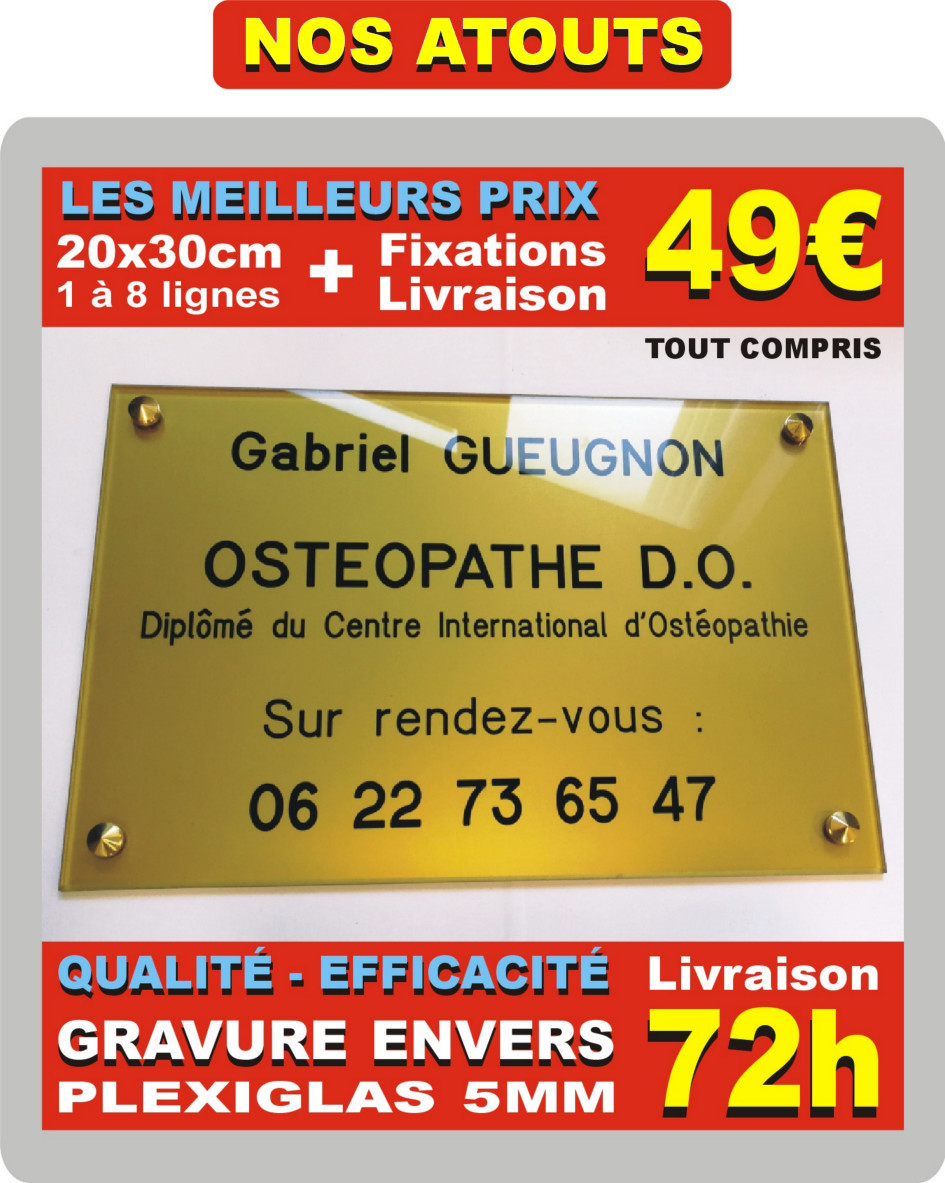 Plaque professionnelle 49€ tout compris